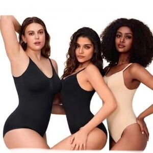 NEW Nebility 3-Pack Tummy Control Shapewear Bodysuits - 2 Black & 1 Nude